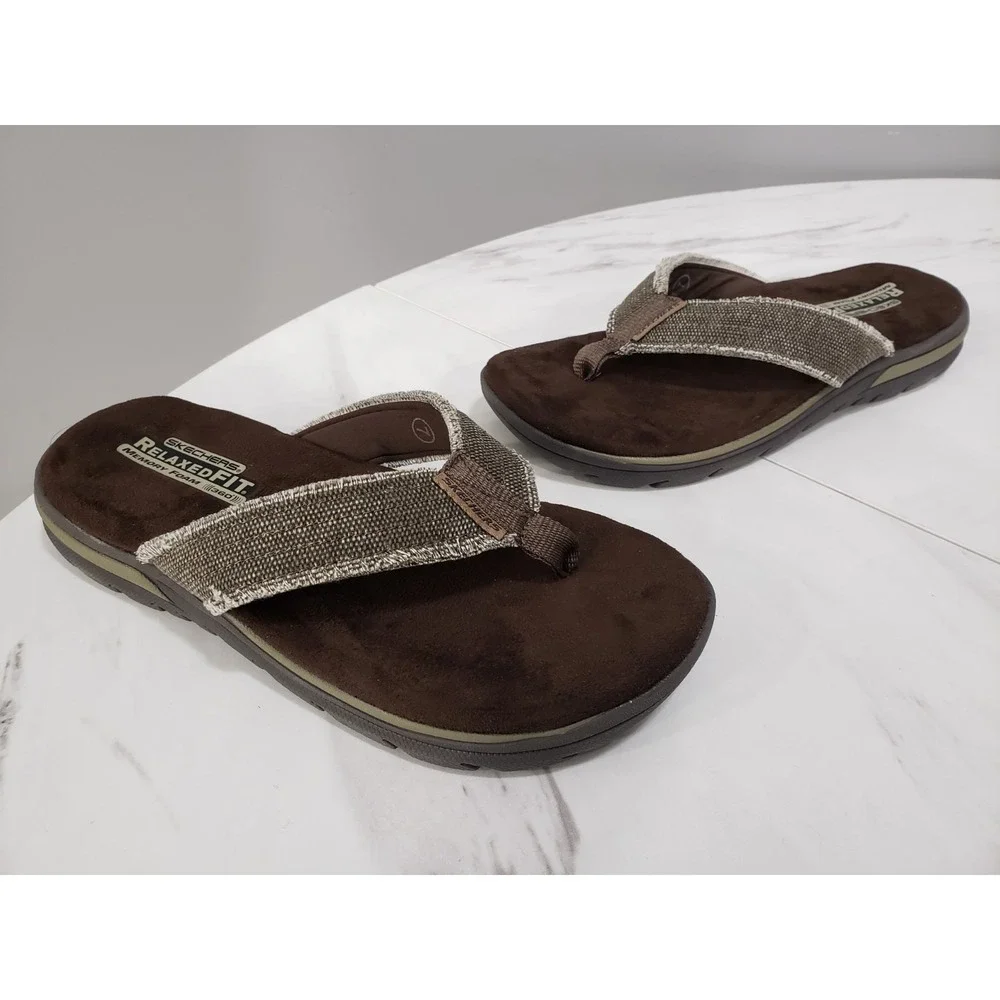 NEW NO BOX - SIZE 7  Men Skechers Relaxed Fit Supreme Bosnia Sandals 64152 Brown